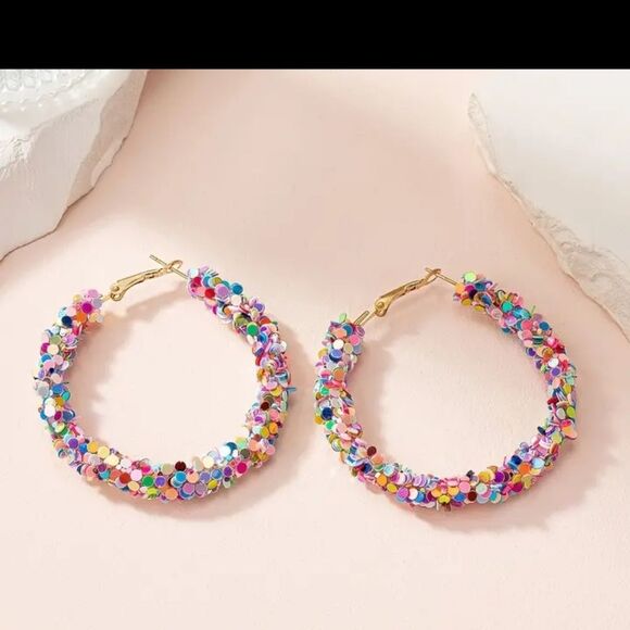 Colorful Hoop Earrings - Picture 2 of 4